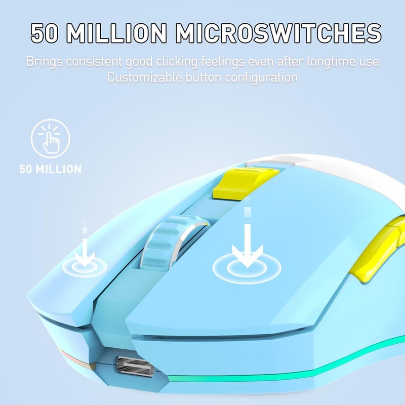 DAREU EM901X Wireless Gaming Mouse with Charging Dock Rechargeable RGB,12K DPI,7 Programmable Buttons High-Precision Sensor [300IPS] [1000Hz] for PC Notebook Mac - Image 5